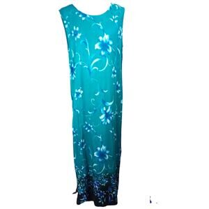 VINTAGE 80s Tropical Print Rayon Maxi Dress. 14